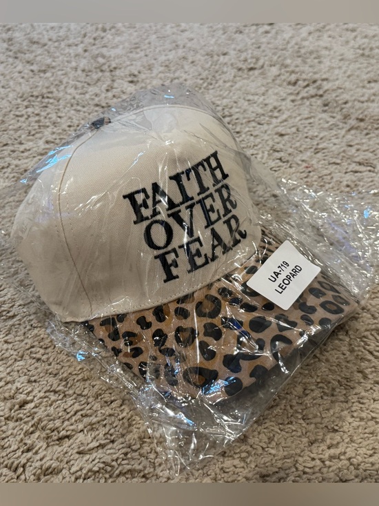 Zenana Outfitters Accessories - Faith Over Fear Leopard Baseball Cap - Tan/Leopard
